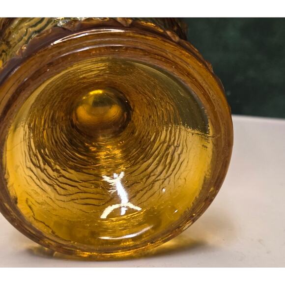 Brockway Glass Monterey Gold Water Wine Goblet. Textured Yellow, Amber Footed - Picture 3 of 5